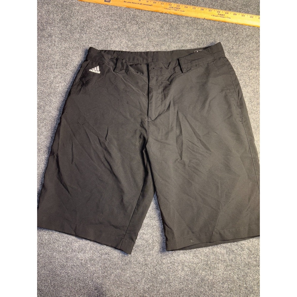 Adidas Golf Shorts Men's 32 Black Slash Pockets Climalite Performance Flat Front